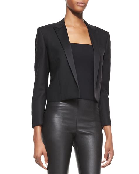 ysl blazer black|saint laurent cropped blazer.